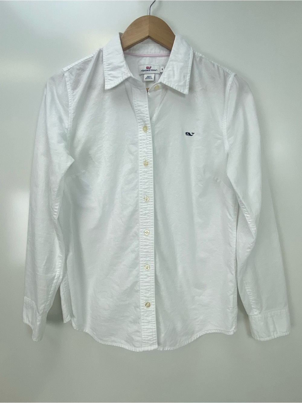 Vineyard Vines White Shirt with Pink Whale Logo